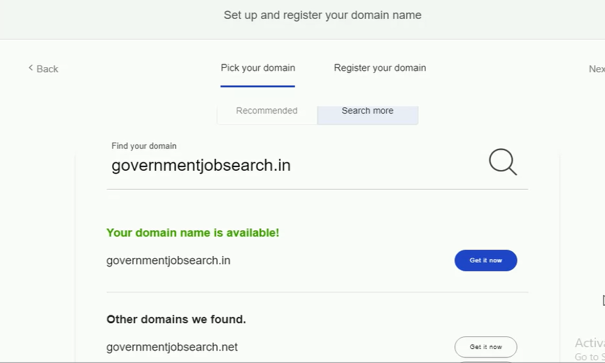 select your .net free domain