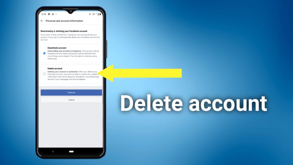 Deactivate account or Delete account