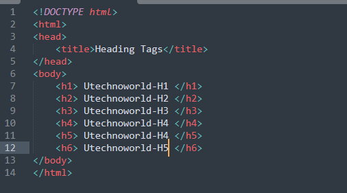 Heading tag in HTML 