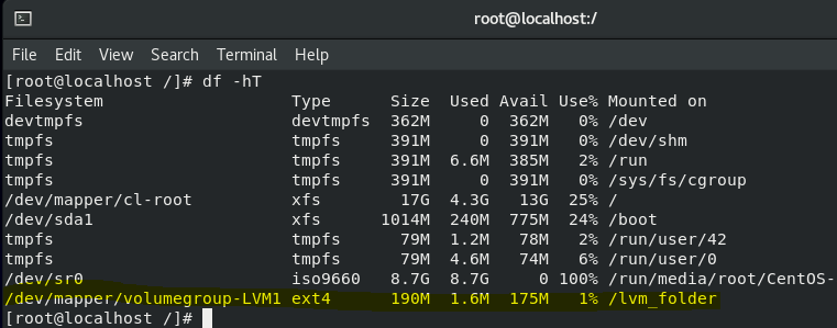 df -hT command