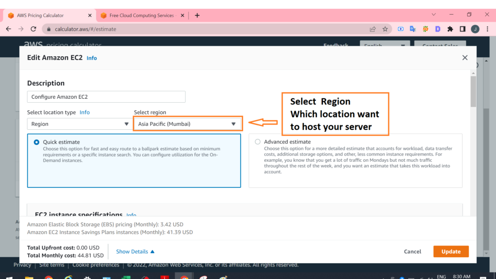 Amazon cloud server cost