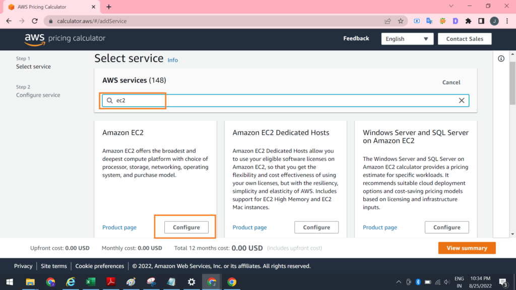 Amazon cloud server cost