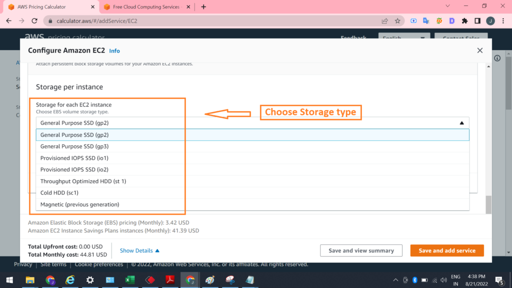 Amazon cloud server cost - AWS pricing Calculator